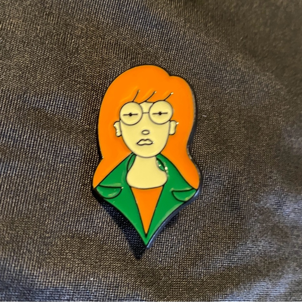 Daria-ish pin metal/enamel NWOT approx 1”x 3/4”